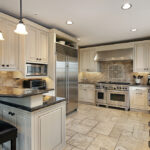 Upscale kitchen with breakfast bar