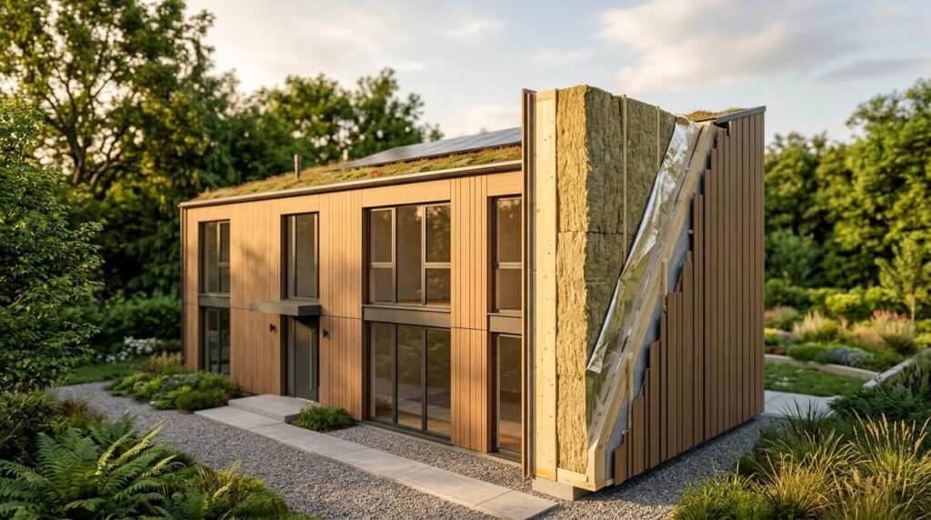 Holzhaus mit Dämmung