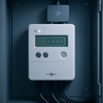 Smart Meter in Deutschland: Von Feldtests zum Pflicht-Rollout Digitaler Stromzähler mit Kommunikationsmodul in einem Zählerschrank im Keller